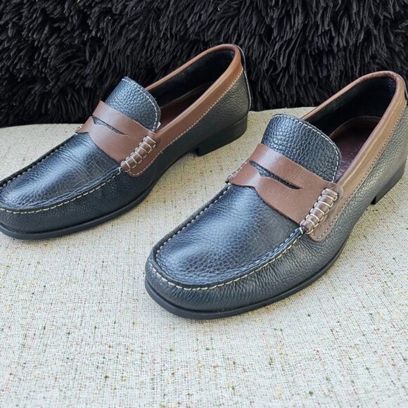 Florshiem Men Shoes Black/Brown Leather Upper Slip On Dress Shoes Size 8 - Picture 4 of 11